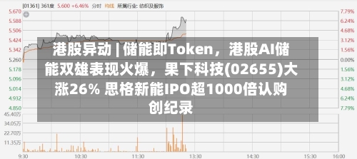 港股异动 | 储能即Token	，港股AI储能双雄表现火爆，果下科技(02655)大涨26% 思格新能IPO超1000倍认购创纪录-第1张图片