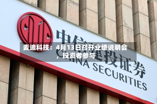 麦迪科技：4月13日召开业绩说明会，投资者参与-第2张图片