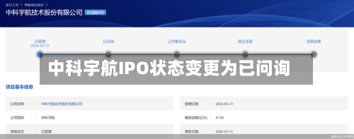 中科宇航IPO状态变更为已问询-第1张图片
