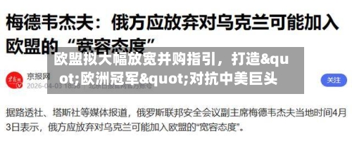 欧盟拟大幅放宽并购指引，打造"欧洲冠军"对抗中美巨头-第1张图片
