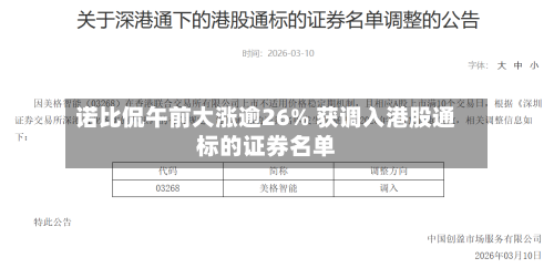 诺比侃午前大涨逾26% 获调入港股通标的证券名单-第2张图片