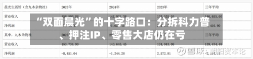 “双面晨光”的十字路口：分拆科力普、押注IP、零售大店仍在亏-第2张图片
