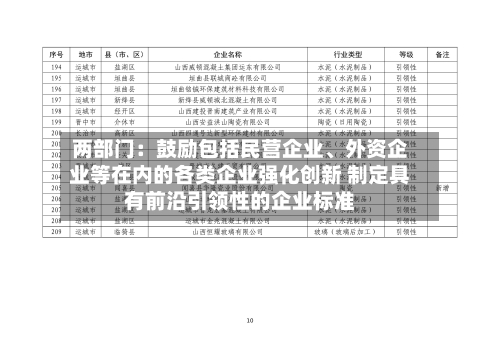 两部门：鼓励包括民营企业	、外资企业等在内的各类企业强化创新 制定具有前沿引领性的企业标准-第2张图片