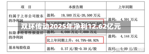 双环传动2025年净利12.62亿元