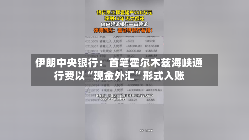 伊朗中央银行：首笔霍尔木兹海峡通行费以“现金外汇”形式入账