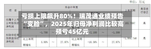 亏损上限飙升80%！瑞茂通业绩预告“变脸”，2025年归母净利润比较高预亏45亿元-第2张图片