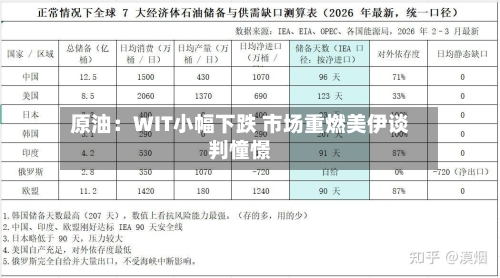 原油：WIT小幅下跌 市场重燃美伊谈判憧憬
