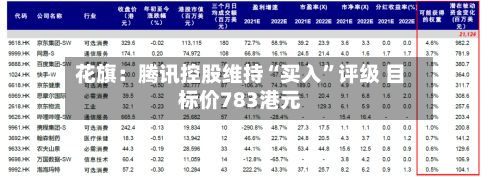 花旗：腾讯控股维持“买入”评级 目标价783港元
