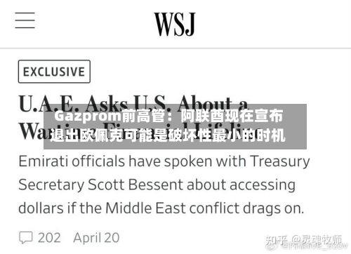 Gazprom前高管：阿联酋现在宣布退出欧佩克可能是破坏性最小的时机-第2张图片