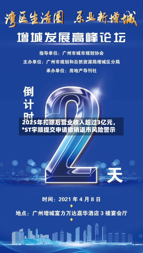 2025年扣除后营业收入超过3亿元，*ST宇顺提交申请撤销退市风险警示