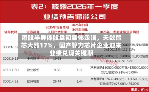 港股半导体股盘初集体走强，天数智芯大涨17%	，国产算力芯片企业迎来业绩兑现关键期-第2张图片