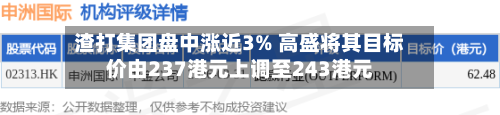 渣打集团盘中涨近3% 高盛将其目标价由237港元上调至243港元
