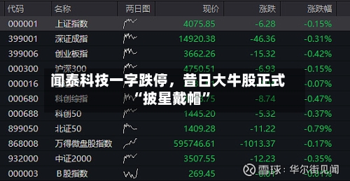 闻泰科技一字跌停，昔日大牛股正式“披星戴帽”