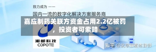 嘉应制药关联方资金占用2.2亿被罚，投资者可索赔