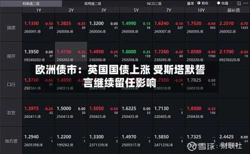欧洲债市：英国国债上涨 受斯塔默誓言继续留任影响