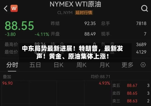 中东局势最新进展！特朗普，最新发声！黄金、原油集体上涨！
