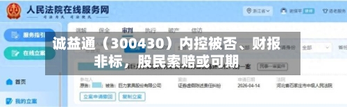 诚益通（300430）内控被否、财报非标，股民索赔或可期-第2张图片