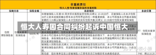 恒大人寿因合同纠纷起诉中国恒大