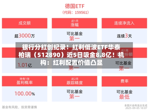 银行分红创纪录！红利低波ETF华泰柏瑞（512890）近5日吸金8.8亿！机构：红利配置价值凸显-第3张图片